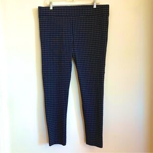 LOFT blue grey black check legging pants